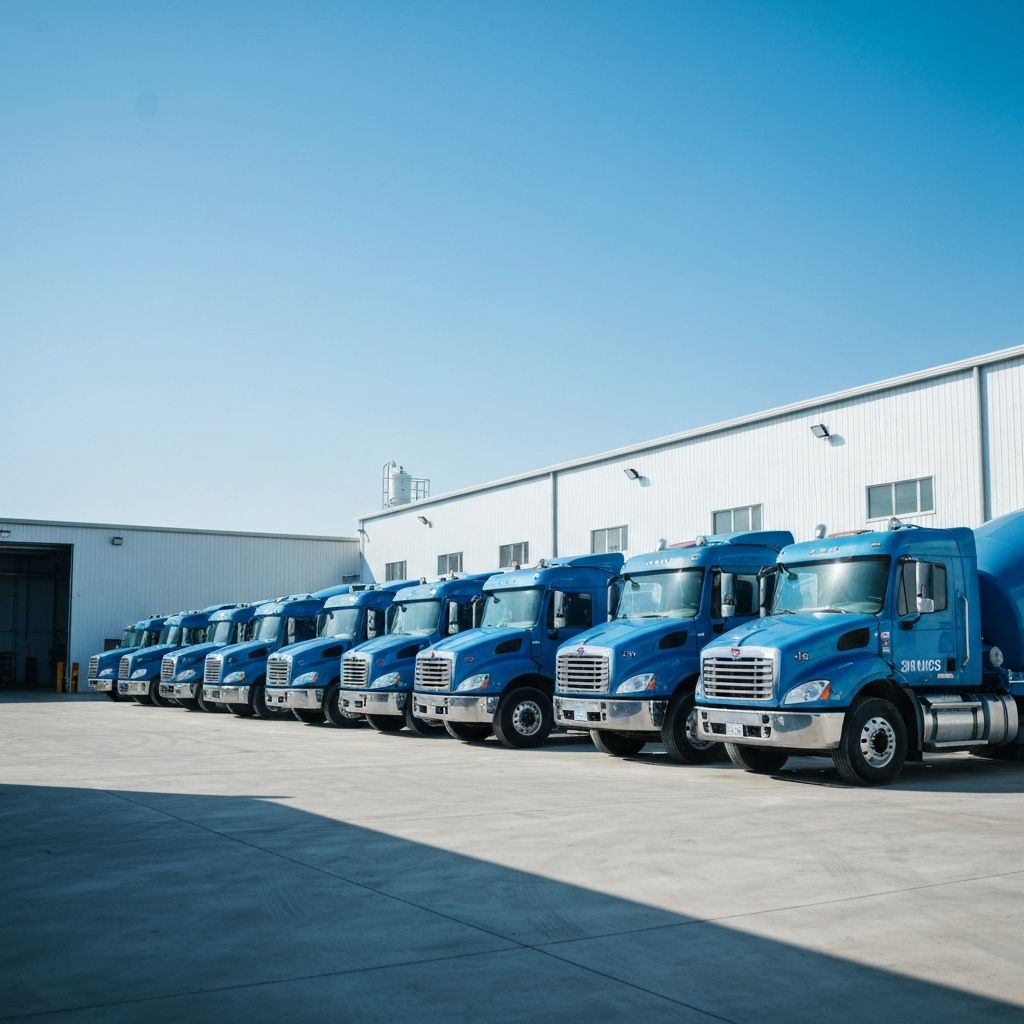 Frota de caminhoes betoneira prontos para entrega de concreto